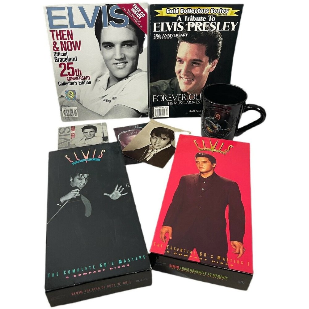 Elvis Collectible Lot- 2 CD sets, Magazines and Mug